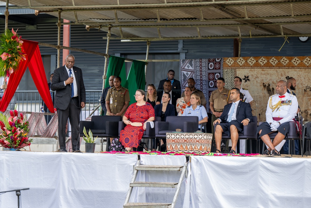 Secretary Austin at Blackrock Peacekeeping, Humanitarian Assistance, Disaster Relief Camp