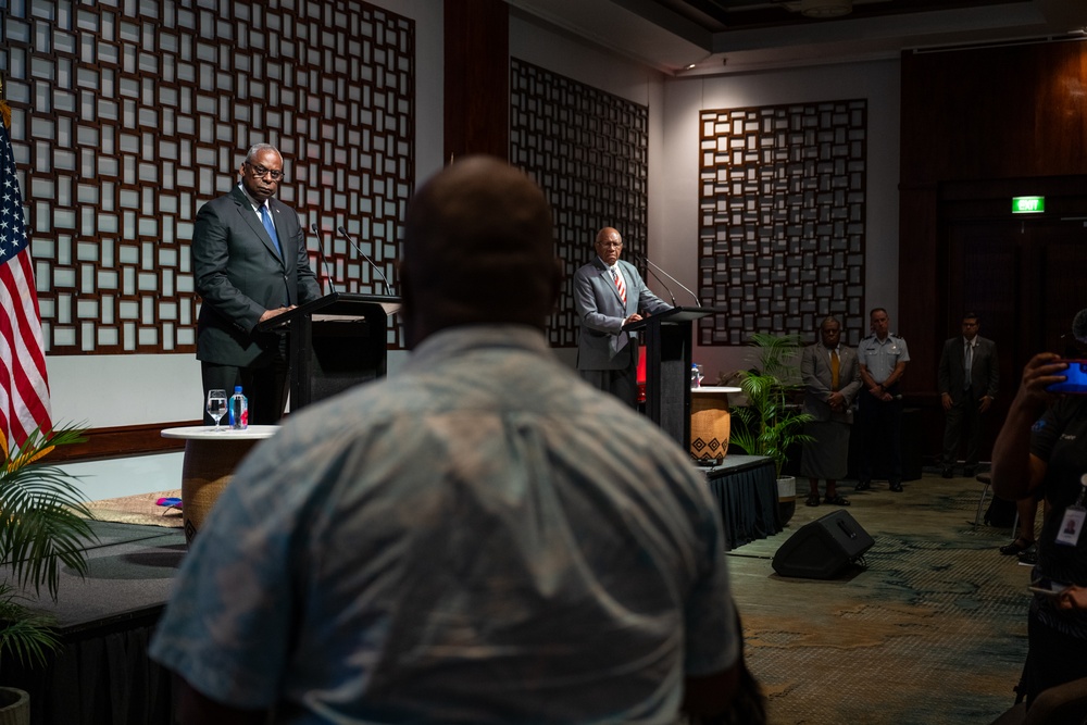 Secretary Austin, Fiji Prime Minister Rabuka hold joint press briefing