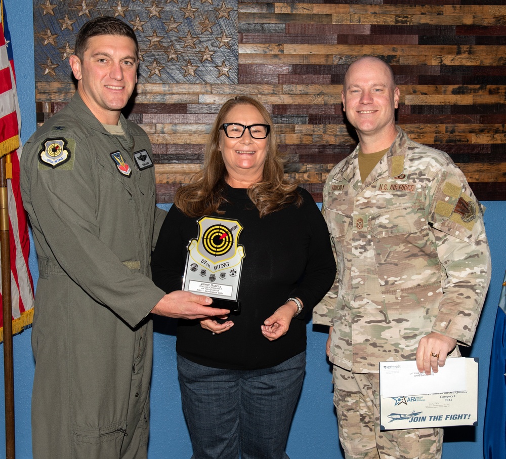57th Wing leadership presents 3rd quarter award winners