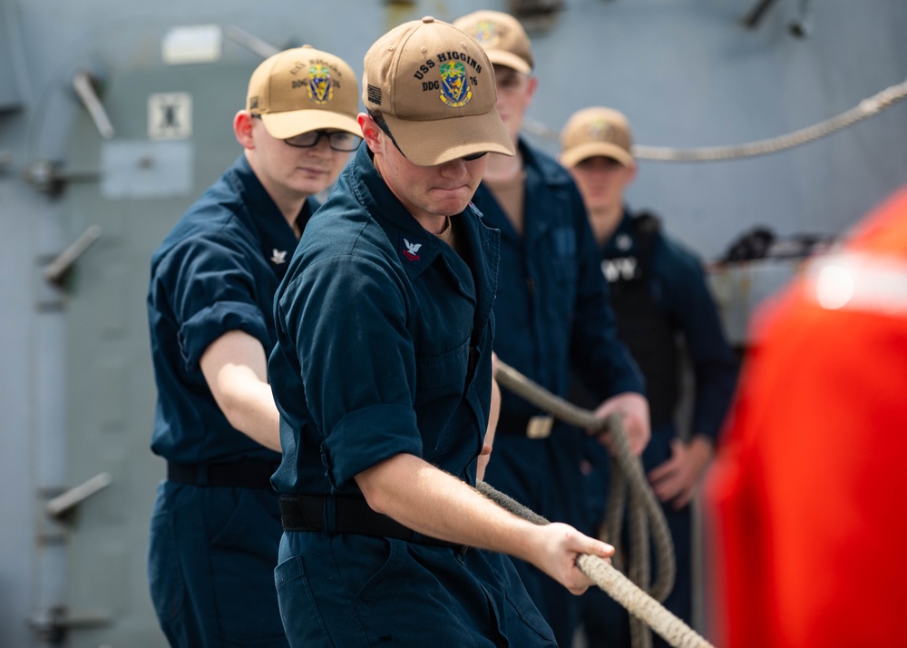 USS Higgins Conducts Sea-And-Anchor Evolution