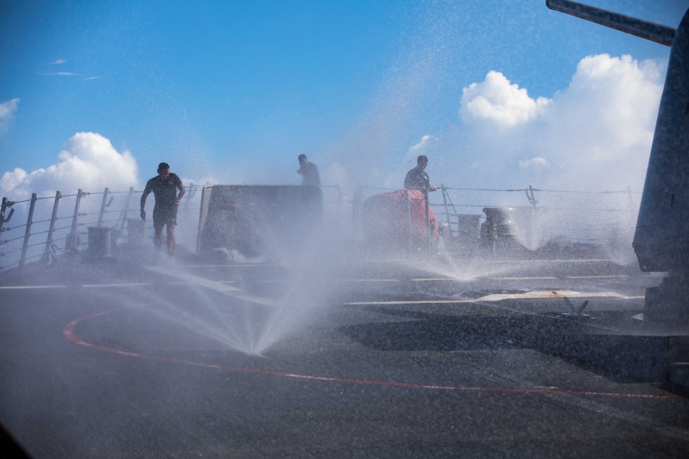 USS Higgins Tests Countermeasure Wash-down Equipment