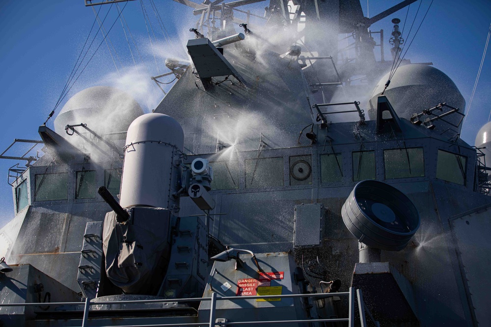 USS Higgins Tests Countermeasure Wash-down Equipment