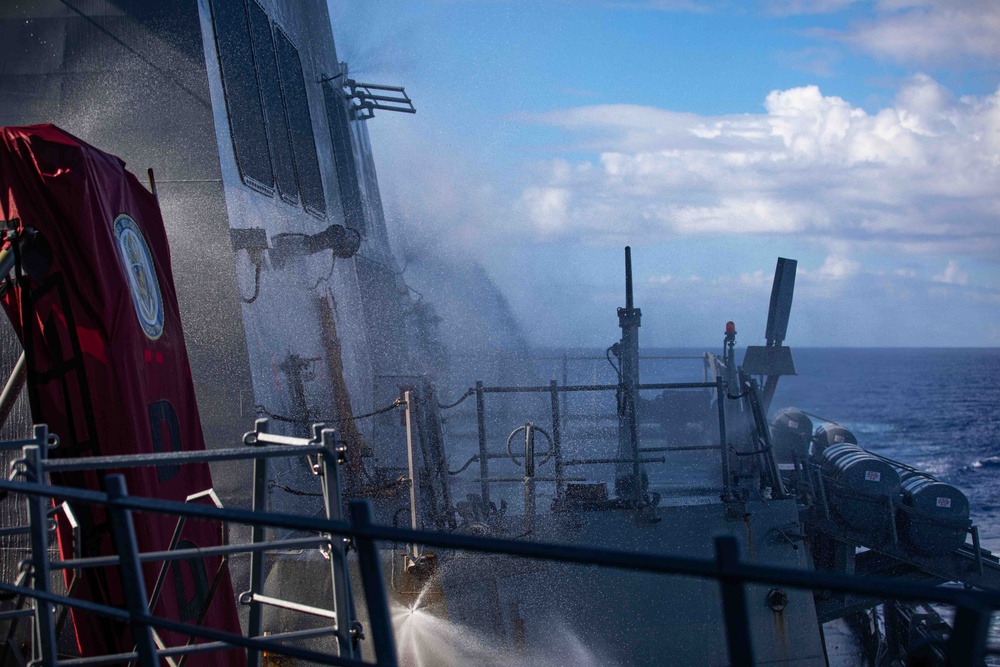 USS Higgins Tests Countermeasure Wash-down Equipment