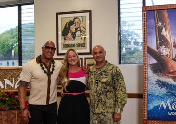 Dwayne &quot;The Rock&quot; Johnson visits Joint Base Pearl Harbor-Hickam for Disney’s Moana 2