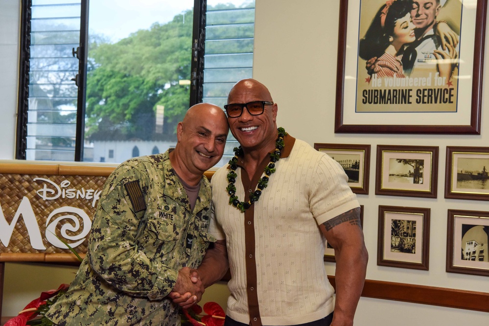 Dwayne &quot;The Rock&quot; Johnson visits Joint Base Pearl Harbor-Hickam for Disney’s Moana 2