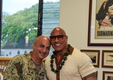 Dwayne &quot;The Rock&quot; Johnson visits Joint Base Pearl Harbor-Hickam for Disney’s Moana 2