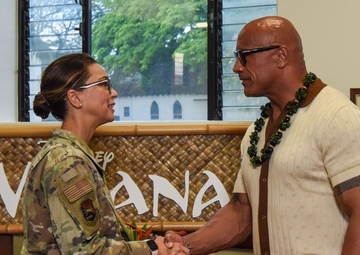 Dwayne &quot;The Rock&quot; Johnson visits Joint Base Pearl Harbor-Hickam for Disney’s Moana 2