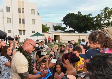 Dwayne &quot;The Rock&quot; Johnson visits Joint Base Pearl Harbor-Hickam for Disney’s Moana 2