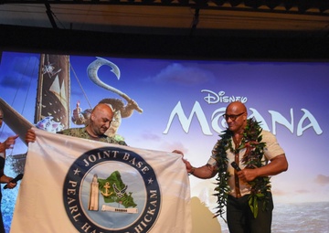 Dwayne &quot;The Rock&quot; Johnson visits Joint Base Pearl Harbor-Hickam for Disney’s Moana 2