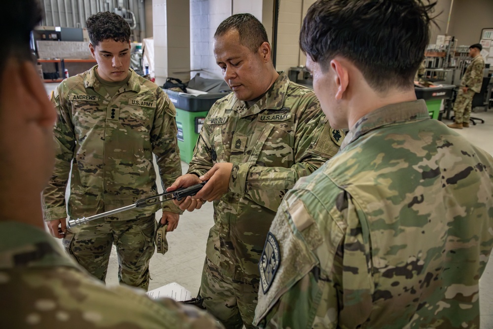 Army South leaders provide weapons familiarization to cadets before Ranger Challenge