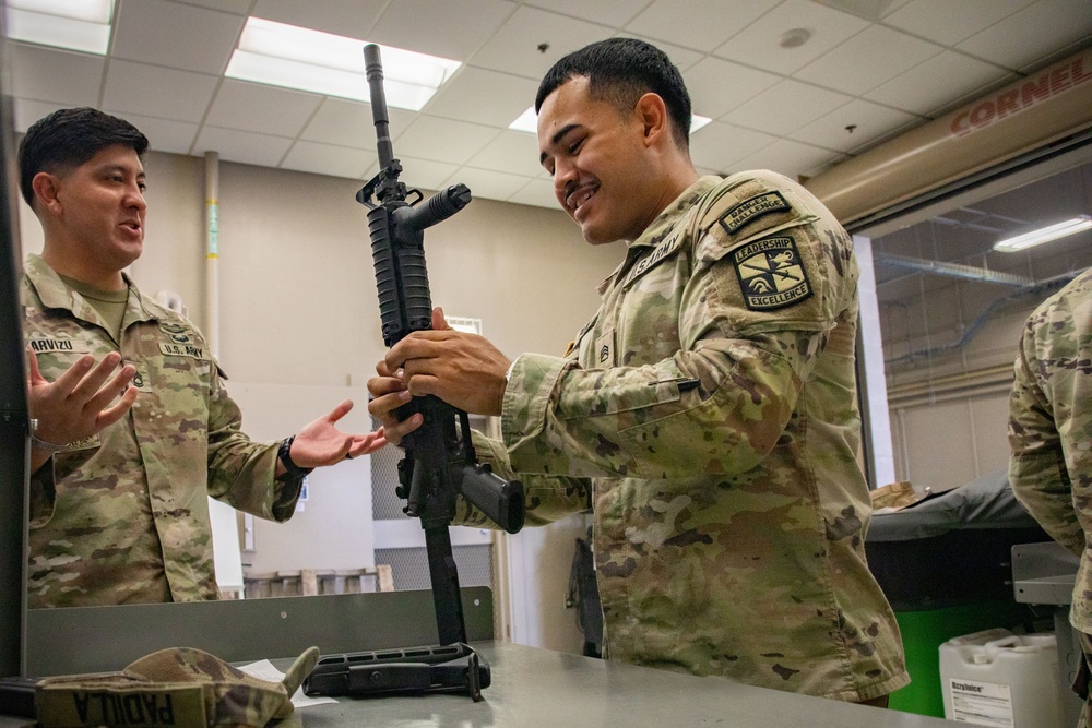 Army South leaders provide weapons familiarization to cadets before Ranger Challenge