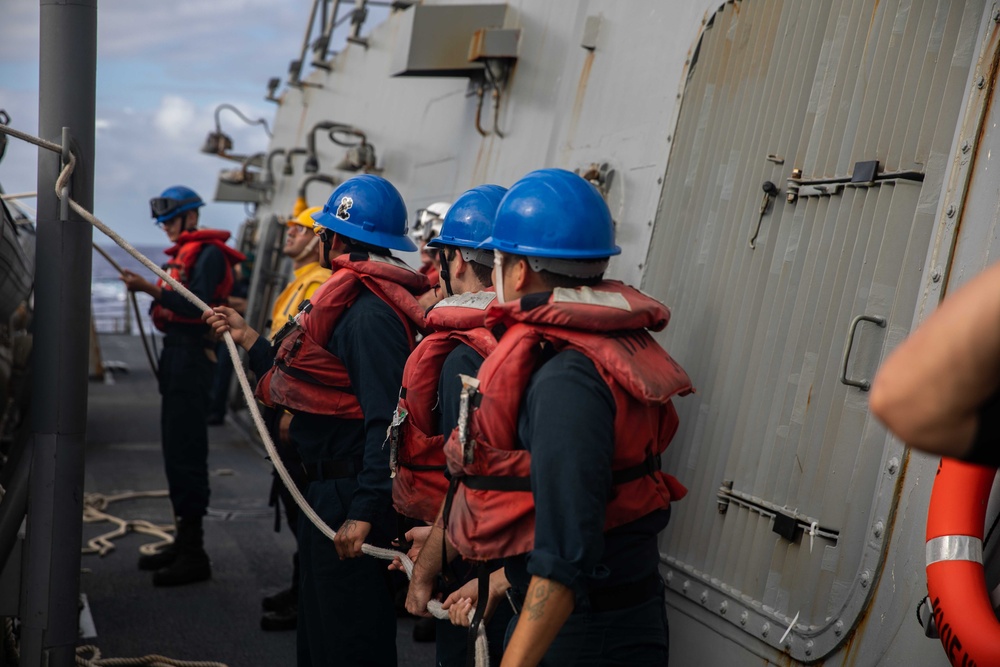 USS Higgins Conducts Man Overboard Drill