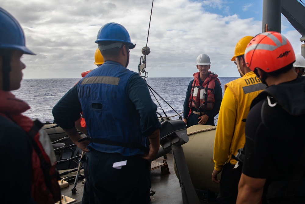 USS Higgins Conducts Man Overboard Drill