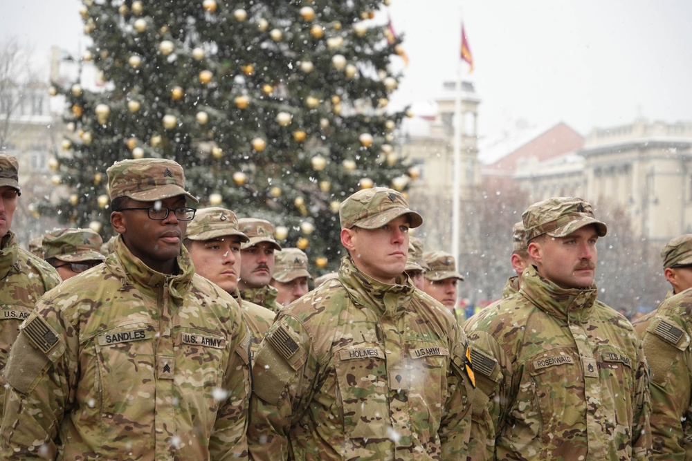 Parade celebrates 20 years in NATO, restoration of the Lithuanian Armed Forces.