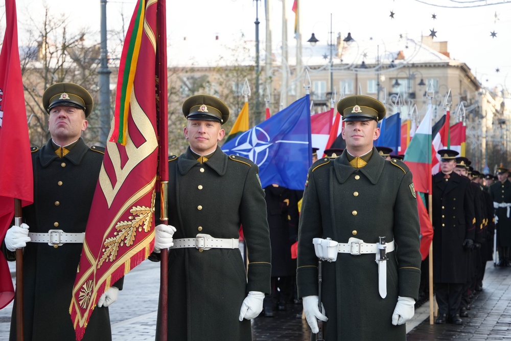 Parade celebrates 20 years in NATO, restoration of the Lithuanian Armed Forces.