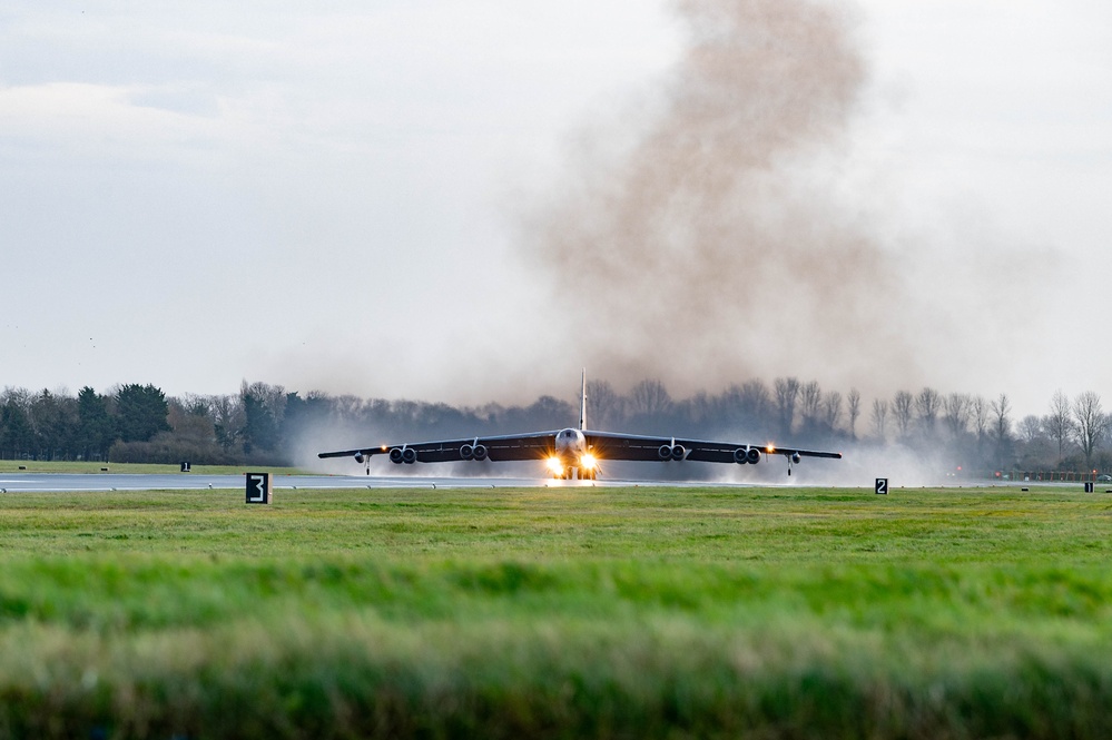 Two B-52s takeoff in support of Exercise APEX JET