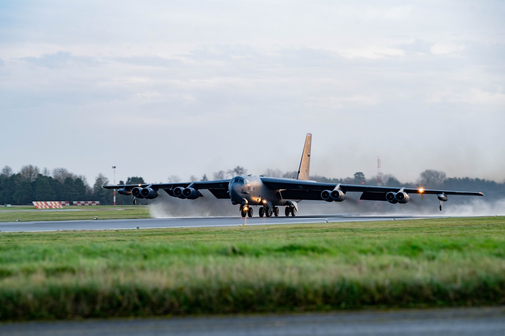 Two B-52s takeoff in support of Exercise APEX JET