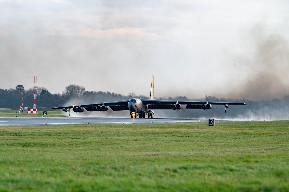 Two B-52s takeoff in support of Exercise APEX JET