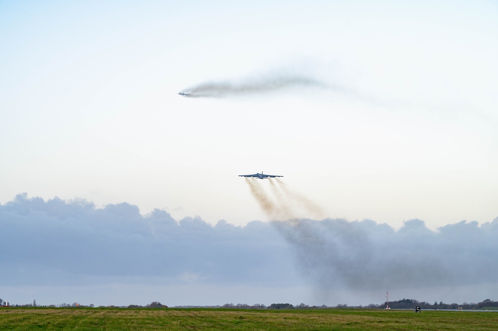 Two B-52s takeoff in support of Exercise APEX JET