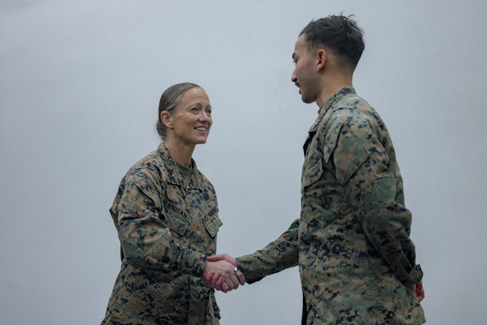 U.S. Marine Corps Brig. Gen. Hennigan visits U.S Marines before Exercise Freezing Winds