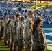 Indiana National Guard soldiers, airmen participate in pregame ceremonies at the Indianapolis Colts, Detroit Lions game