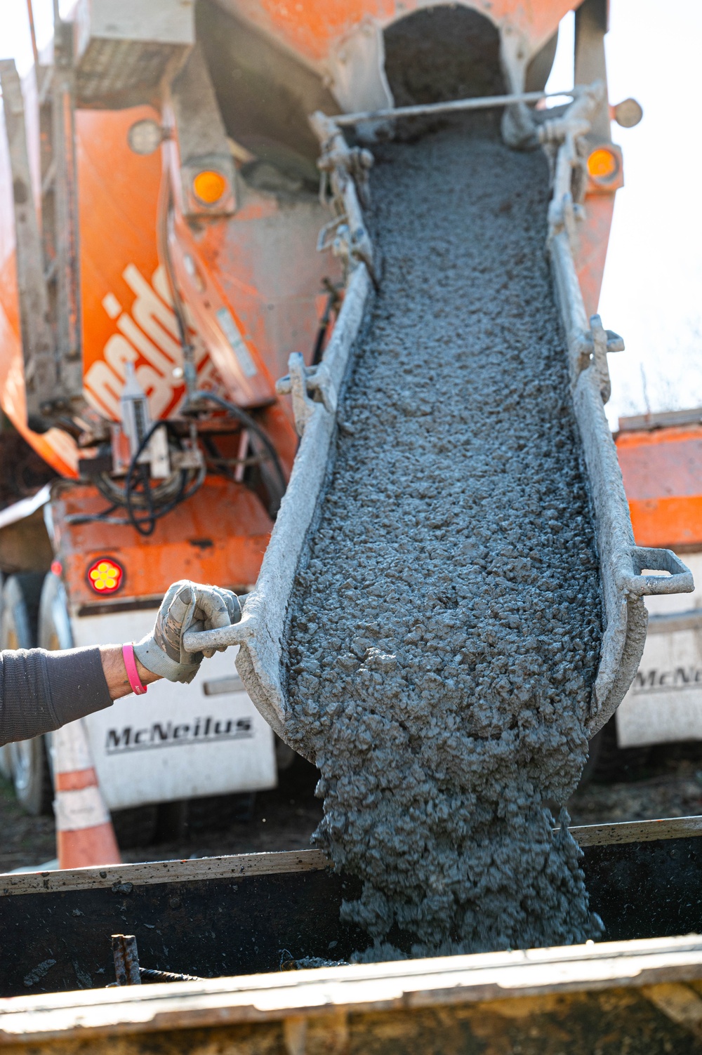 911th CES pours concrete for upcoming legacy monument