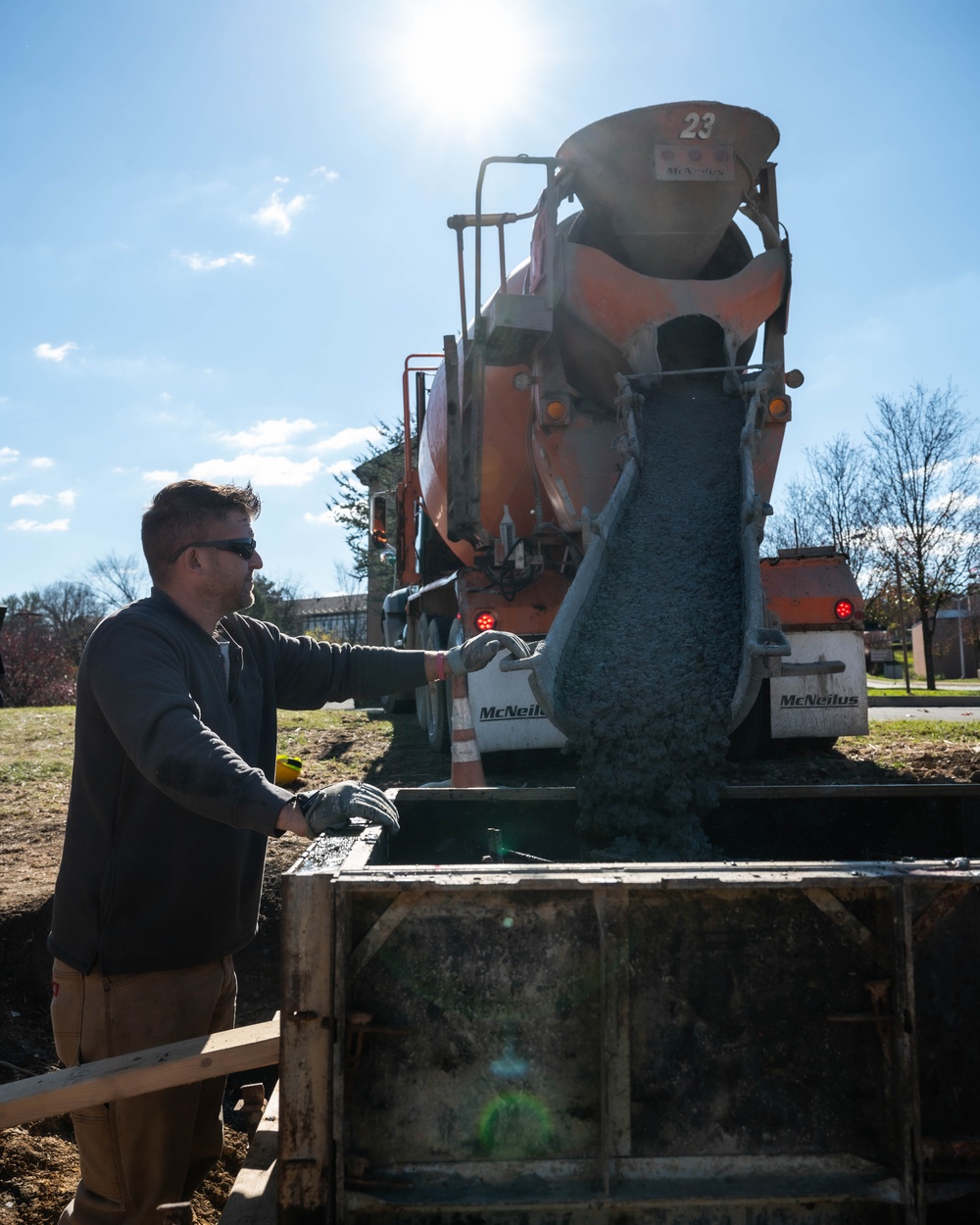 911th CES pours concrete for upcoming legacy monument