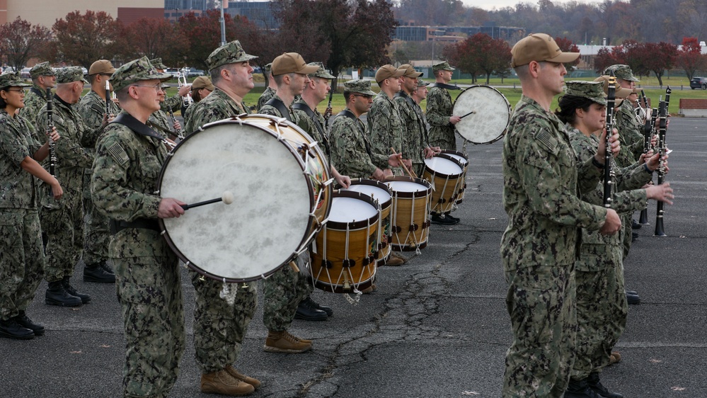 U.S. Navy Band rehearses 99-piece marching band