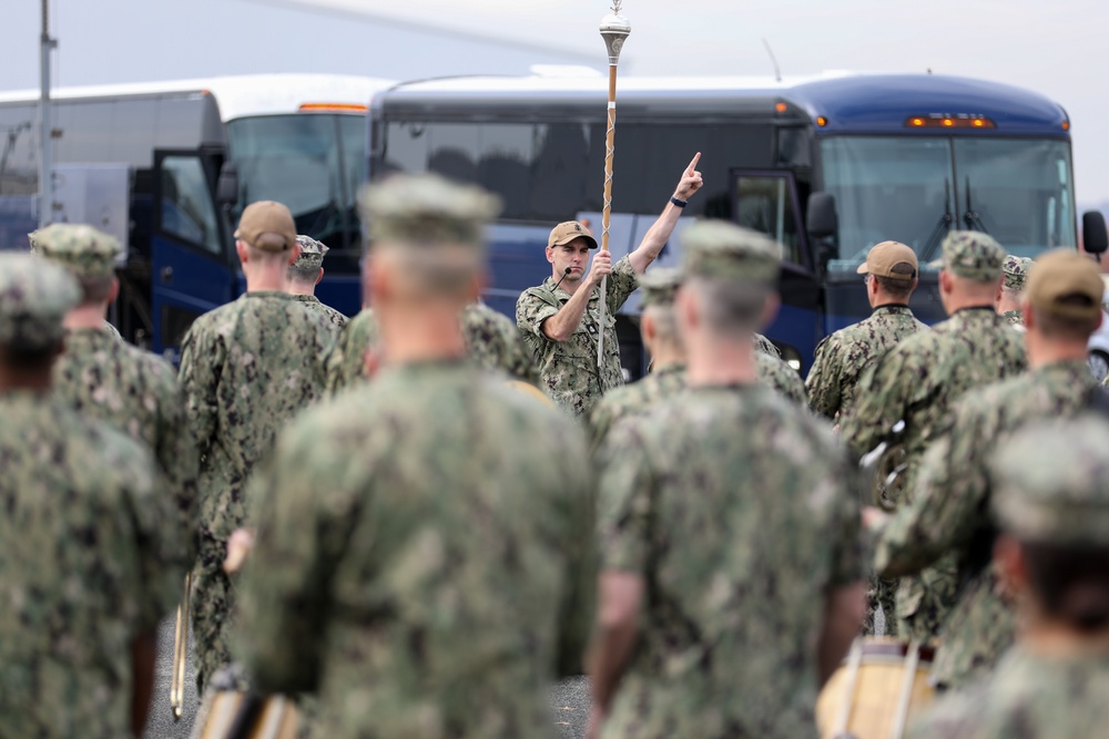 U.S. Navy Band rehearses 99-piece marching band