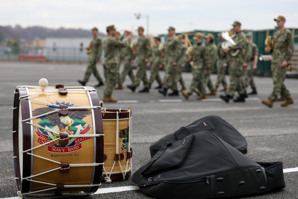 U.S. Navy Band rehearses 99-piece marching band