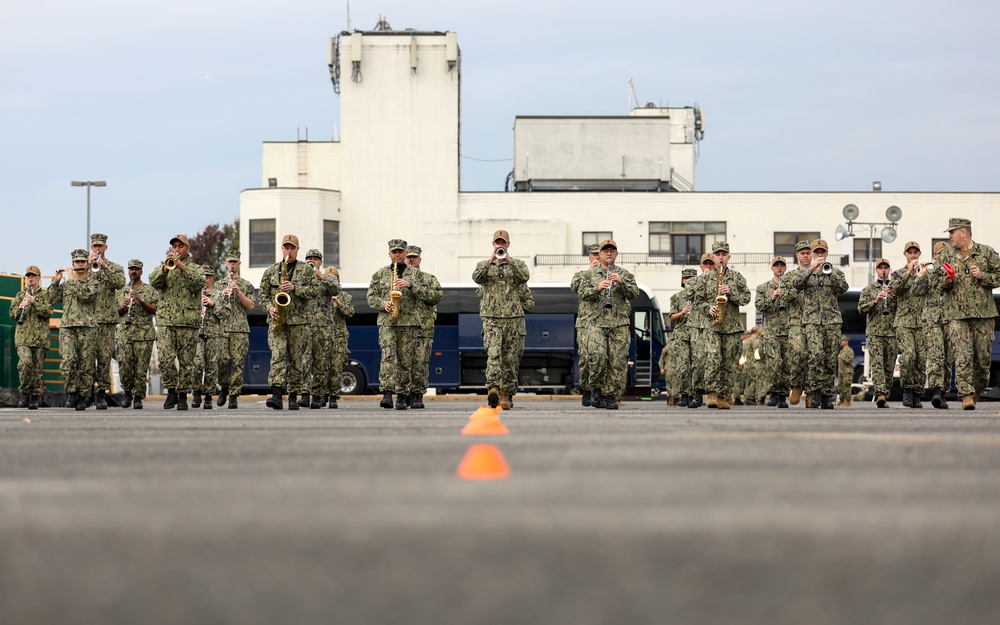 U.S. Navy Band rehearses 99-piece marching band