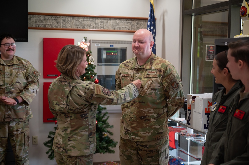 Tech. Sgt. Jory Linneman recieves Stripes for Exceptional Performers promotion