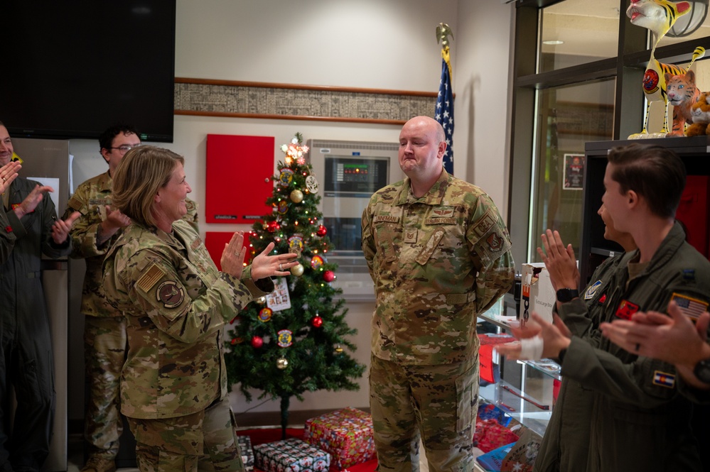 Tech. Sgt. Jory Linneman recieves Stripes for Exceptional Performers promotion