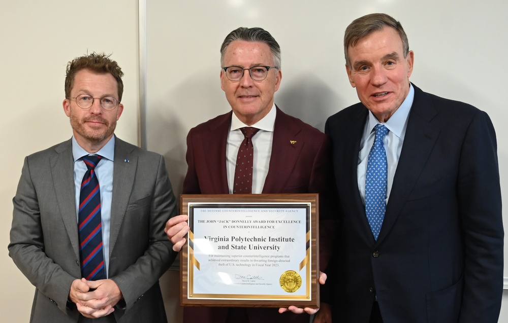 DCSA Director Presents Excellence in Counterintelligence Award to Virginia Tech