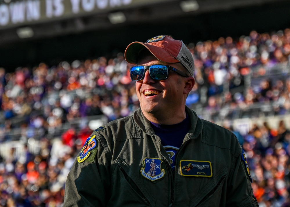 Maryland National Guard A-10C Thunderbolt II Flyover and Frog-X Jump at Baltimore Ravens Game