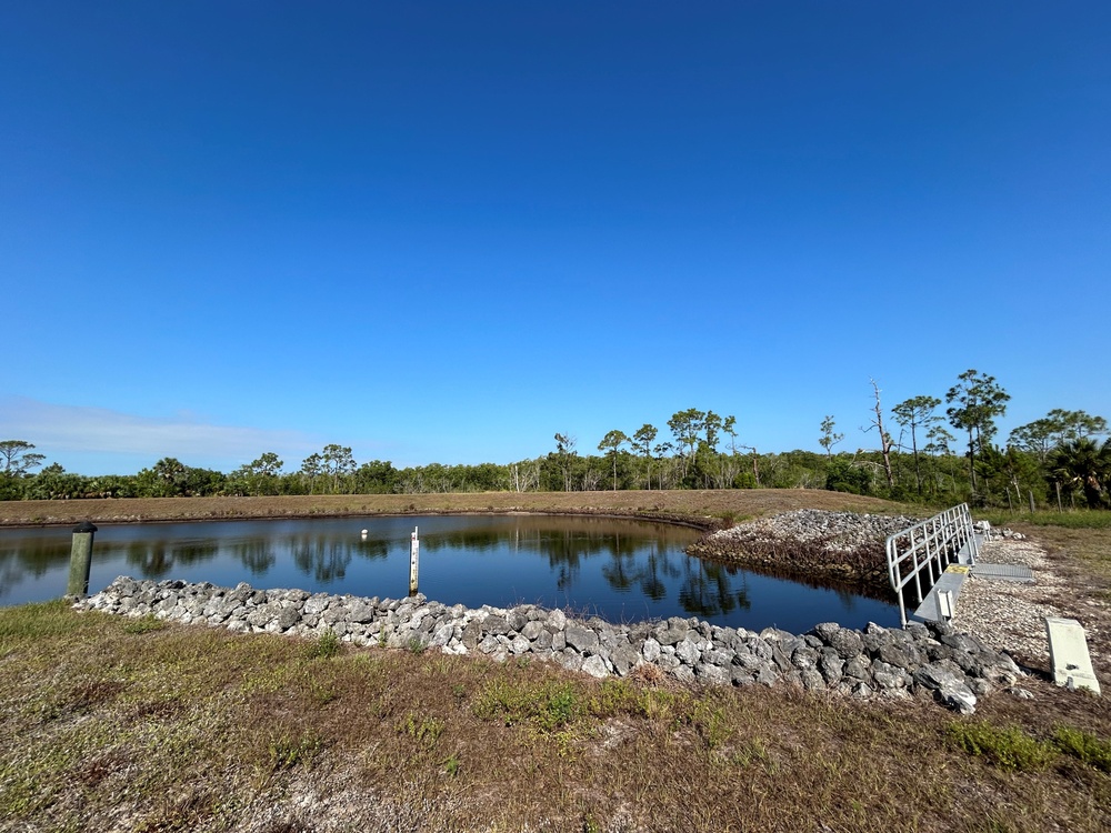 Upstream intake structure to Manatee Mitigation Feature. It is closed during winter months to keep warm water from being flushed out of the manatee’s winter refuge