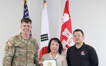 Cheers to 45 Years: Song Mi receives length of service award for her remarkable commitment to U.S. Forces Korea