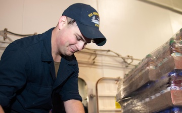 USS Ronald Reagan (CVN 76) Sailors resupply storerooms