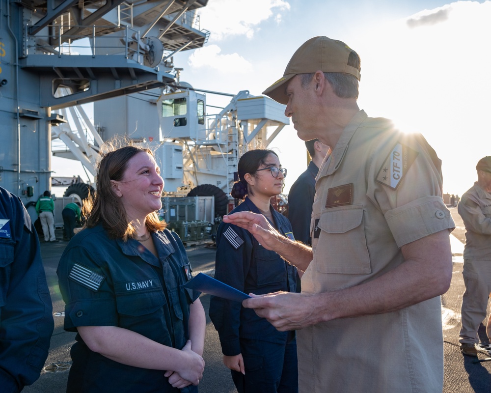 Commander, Task Force 70 (CTF 70) holds all-hands call