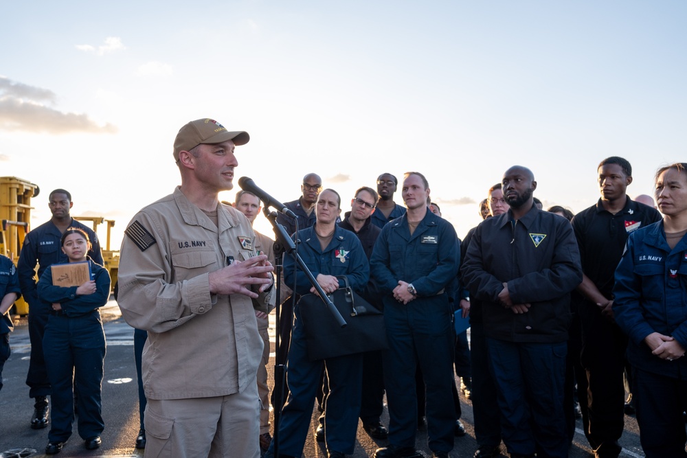 Commander, Task Force 70 (CTF 70) holds all-hands call