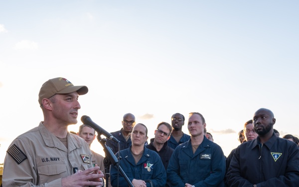 Commander, Task Force 70 (CTF 70) holds all-hands call