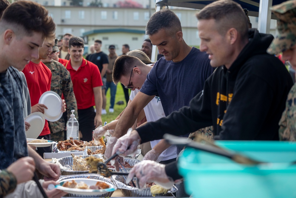 1st Maw Marines play annual Turkey Bowl game