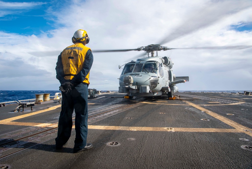 USS Sterett conducts routine operations as part of the Carl Vinson Carrier Strike Group