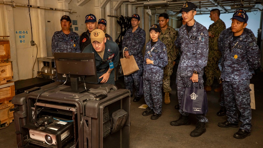 USS Emory S. Land Host Japan Maritime Self-Defense Force Sailors During Tour