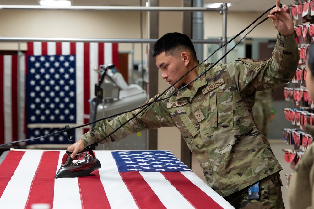 AFMAO ensure American flags are pressed and wrinkle-free