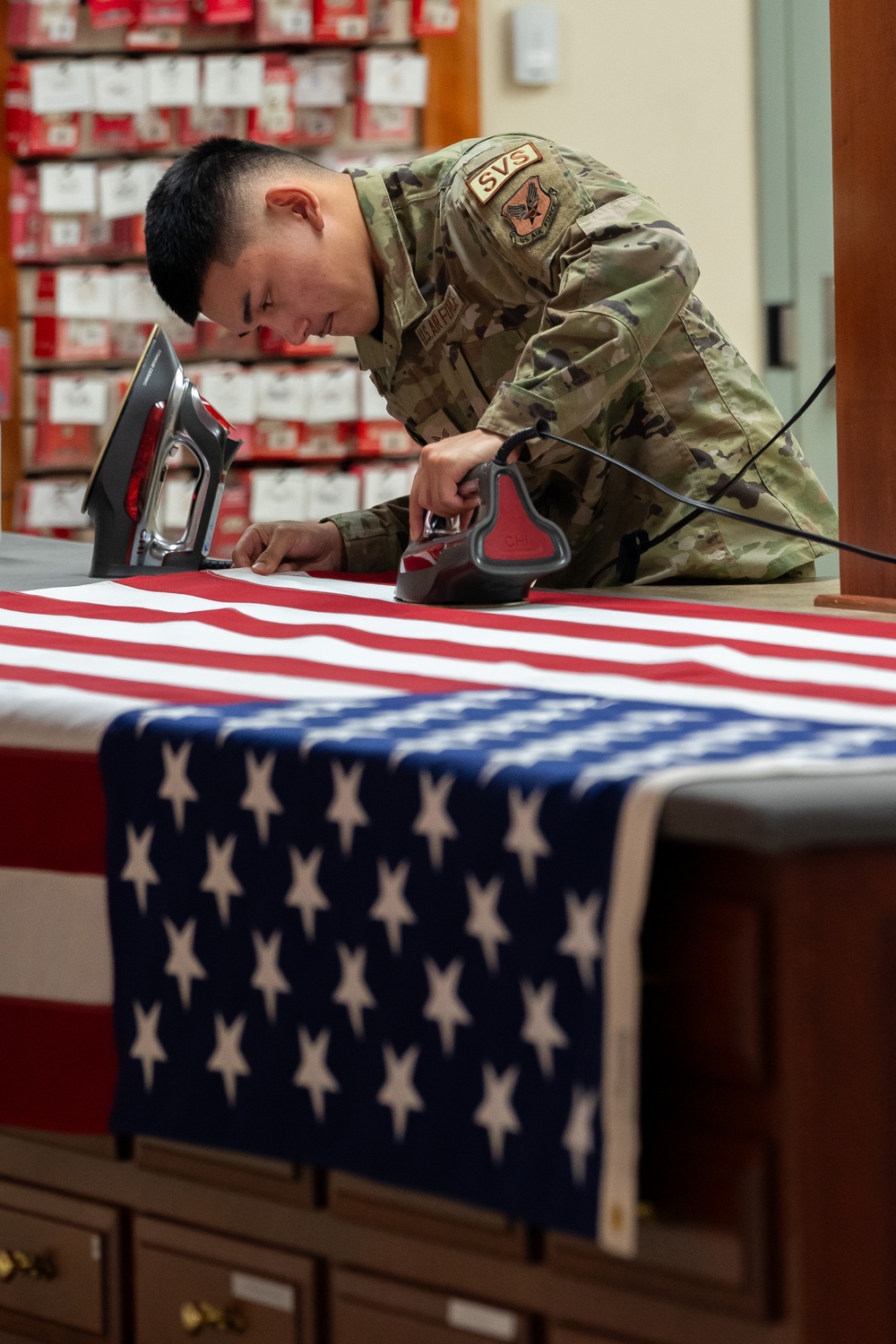 AFMAO ensure American flags are pressed and wrinkle-free