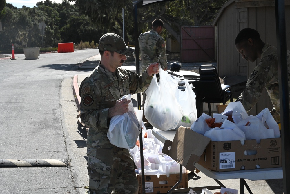 Presidio of Monterey religious support office gifts 100 Thanksgiving meal baskets