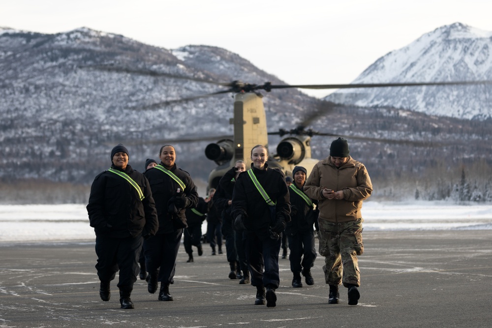 Alaska Military Youth Academy cadets fly with the Alaska Army National Guard