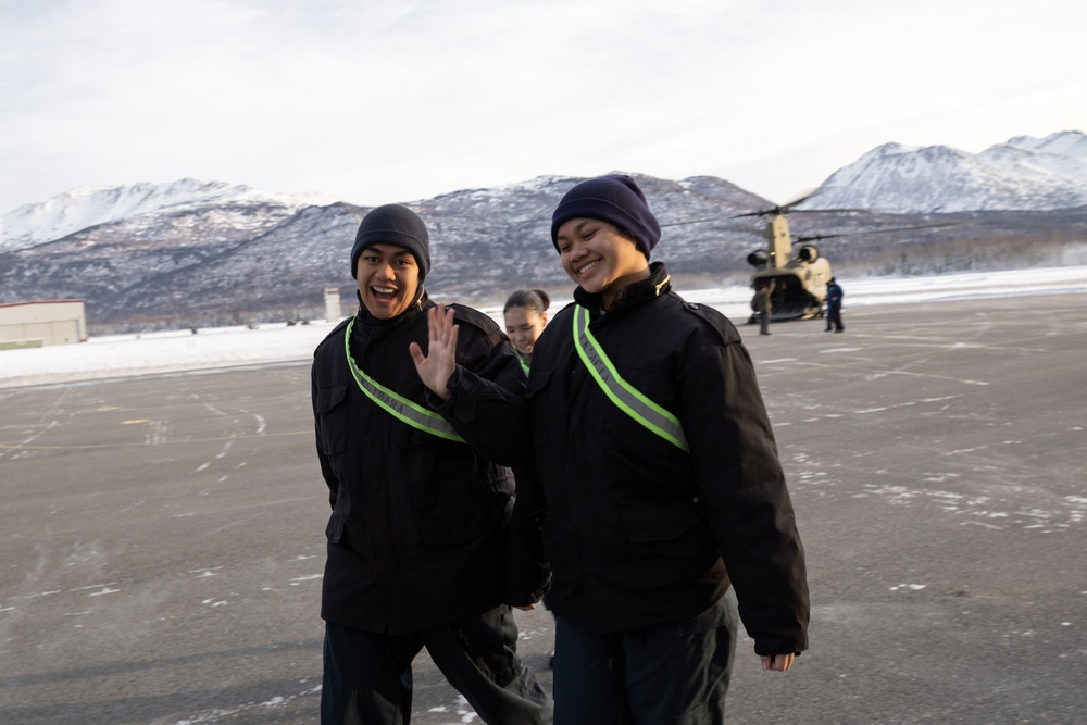 Alaska Military Youth Academy cadets fly with the Alaska Army National Guard