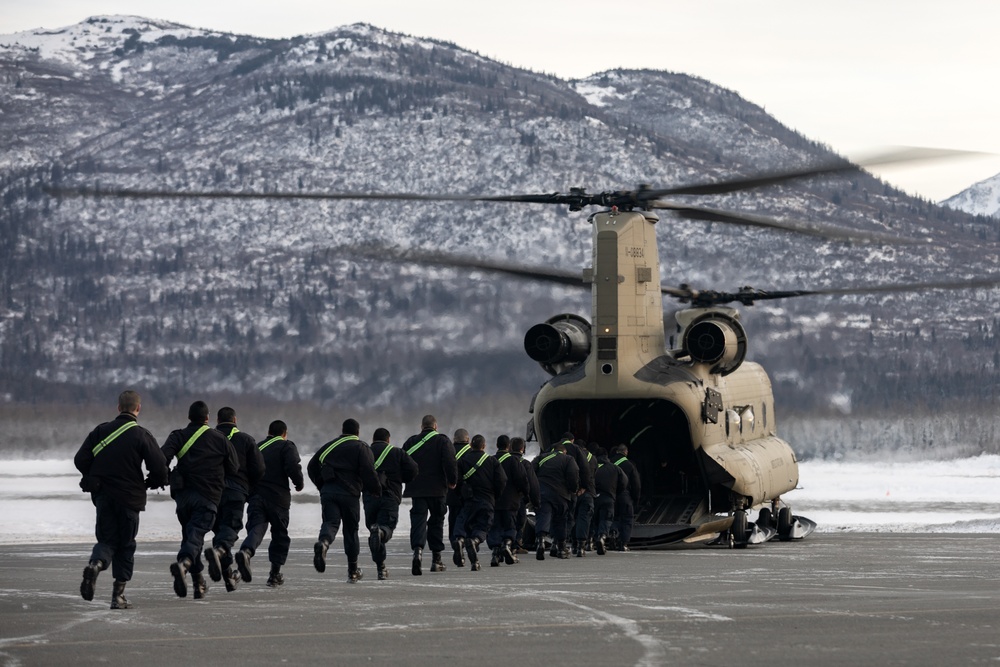 Alaska Military Youth Academy cadets fly with the Alaska Army National Guard